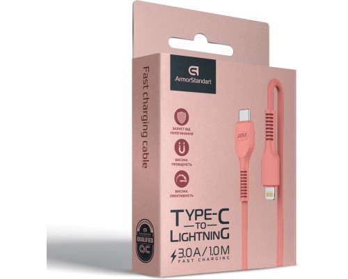 Дата кабель USB-C to Lightning 1.0m AR88 3A Peach Armorstandart (ARM65289)