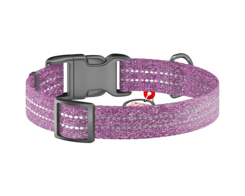 Нашийник для тварин WAUDOG Re-cotton з QR паспортом світловідбивний Ш 25 мм Д 33-49 см фіолетовий (02929)