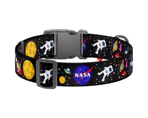 Нашийник для тварин WAUDOG Nylon з QR паспортом NASA пластиковий фастекс M (4749)