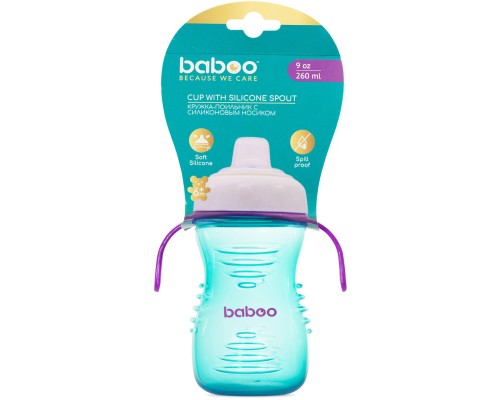 Поїльник-непроливайка Baboo із силіконовим носиком, 260 мл, 6+ міс (м'ята) (8-124)