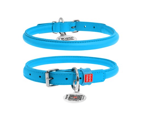 Нашийник для тварин WAUDOG Glamour з QR паспортом, круглий, XS d8 мм Д 25-33 см см блакитний (22412)