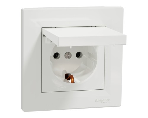 Розетка Schneider Electric ASFORA з кришкою, біла (EPH3100121)