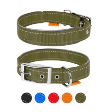 Нашийник для тварин Dog Extreme подвійний зі світловідбиваючою вставкою Ш 40 мм Д 60-72 см хакі (645431)