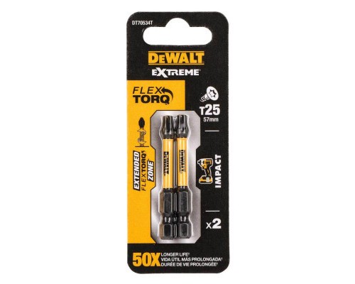 Набір біт DeWALT IMPACT TORSION, ударні, T25, L=57 мм, 2 шт (DT70534T)