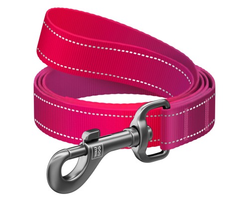 Повідок для собак WAUDOG Nylon Mono світловідбивний, S, Ш 15 мм, Д 300 см, рожевий (46437)