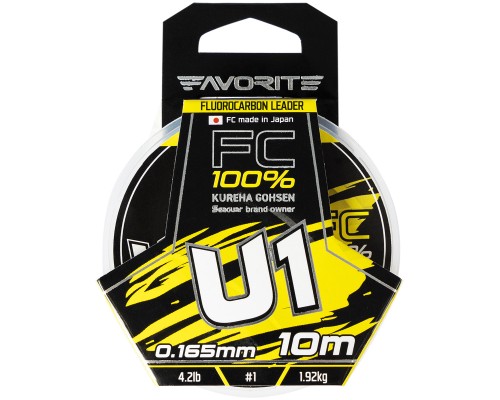 Флюорокарбон Favorite U1 FC 10m 1.0/0.165mm 4.2lb/1.92kg (1693.11.75)