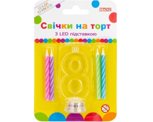 Свічка Maxi 4 шт. на торт з LED підставкою 