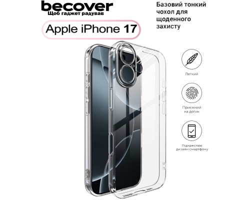Чохол до мобільного телефона BeCover Apple iPhone 17 Transparent (713757)