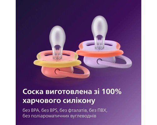 Пустушка Philips AVENT Ultra Air 18+ місяців 2 шт фіолетово-кораллов (SCF349/47)