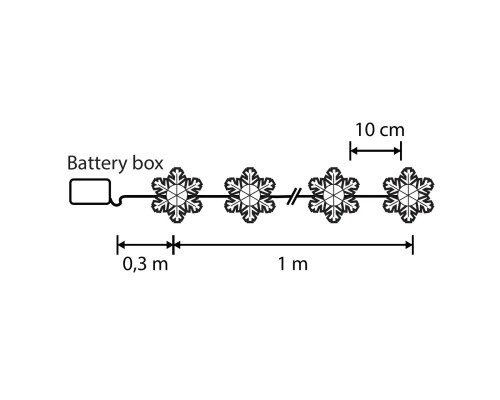 Гірлянда Luca Lighting Сніжинка, струна, 1,3 м, класична біла, 10 LED 2AA, таймер (8720967822874)