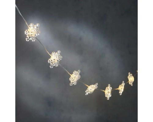 Гірлянда Luca Lighting Сніжинка, струна, 1,3 м, класична біла, 10 LED 2AA, таймер (8720967822874)