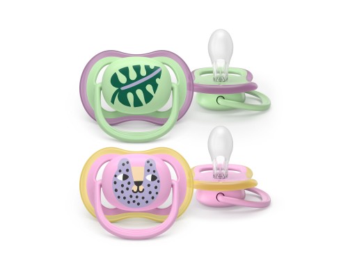 Пустушка Philips AVENT Ultra Air, 6-18 міс., салатово-рожева (SCF087/13)