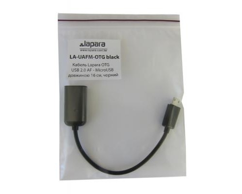 Перехідник OTG USB 2.0 AF to Micro 5P 0.16m Lapara (LA-UAFM-OTG black)