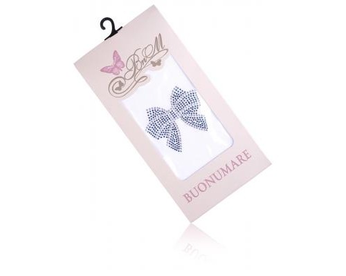 Колготки дитячі BNM з бантиком зі страз (M0C0302-0989-128-138G-white)