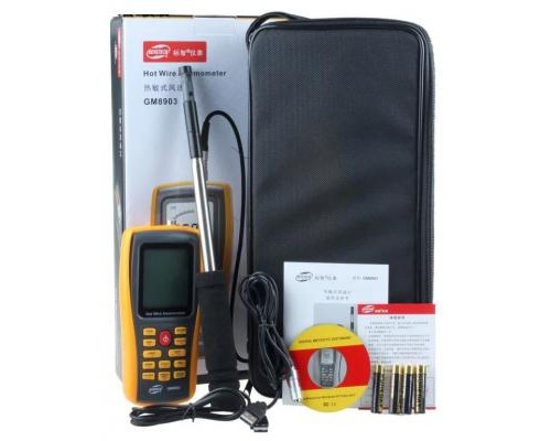 Анемометр Benetech термоанемометр професійний USB 0,3-30 м/с, 0-45°C (GM8903) 