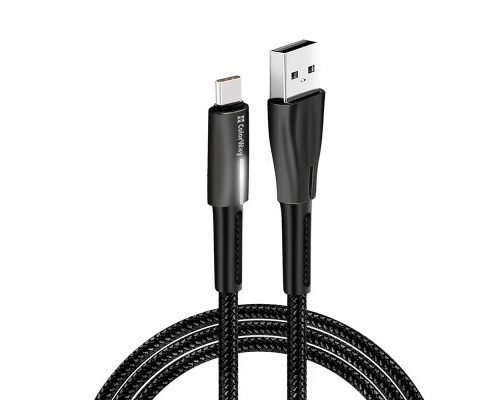 Дата кабель USB 2.0 AM to Type-C 1.0m zinc alloy + led black ColorWay (CW-CBUC035-BK)