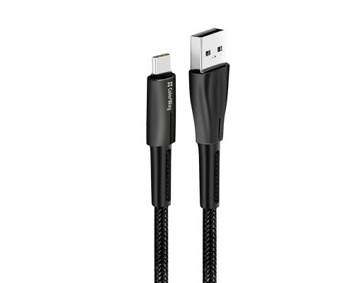 Дата кабель USB 2.0 AM to Type-C 1.0m zinc alloy + led black ColorWay (CW-CBUC035-BK)