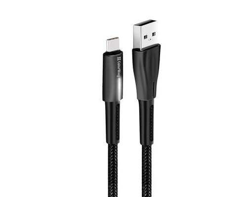 Дата кабель USB 2.0 AM to Type-C 1.0m zinc alloy + led black ColorWay (CW-CBUC035-BK)