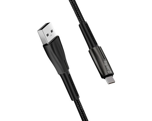 Дата кабель USB 2.0 AM to Type-C 1.0m zinc alloy + led black ColorWay (CW-CBUC035-BK)