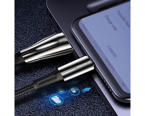 Дата кабель USB 2.0 AM to Type-C 1.0m zinc alloy + led black ColorWay (CW-CBUC035-BK)