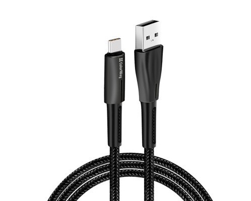 Дата кабель USB 2.0 AM to Type-C 1.0m zinc alloy + led black ColorWay (CW-CBUC035-BK)