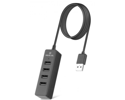 Концентратор REAL-EL HQ-174 USB-A 2.0 1.2m black (EL123110006)