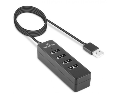 Концентратор REAL-EL HQ-174 USB-A 2.0 1.2m black (EL123110006)