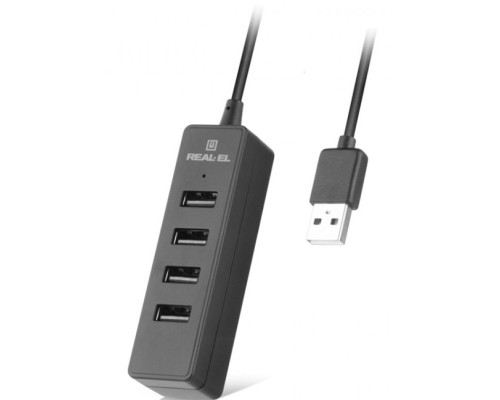 Концентратор REAL-EL HQ-174 USB-A 2.0 1.2m black (EL123110006)