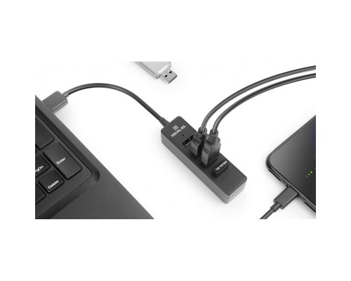 Концентратор REAL-EL HQ-174 USB-A 2.0 1.2m black (EL123110006)