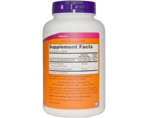 Вітамін Now Foods Вітамін С-1000 с Шипшиною + Біофлавоноїди, 100 таблеток (NF0685)