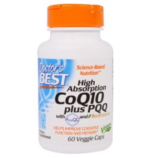 Антиоксидант Doctor's Best Коензим Q10 Високої абсорбацию + PQQ (В14), BioPerine, 60 ге (DRB00428)