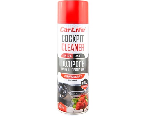 Автополіроль CarLife Cockpit Cleaner EXTRA MAT Полуниця 500мл (CF523)