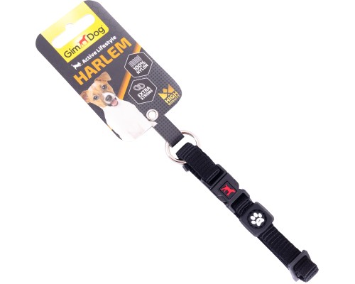 Нашийник для тварин GimDog Harlem нейлон 20-30 см/10 мм чорний (8009632058542)