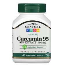 Трави 21st Century Куркумін 95, 500 мг, Curcumin 95, 45 вегетаріанських капсул (CEN-22757)
