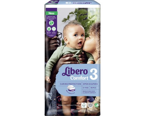 Підгузки Libero Comfort Розмір 3 (5-9 кг) 58 шт (7322541756752)