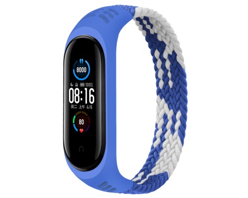 Ремінець до фітнес браслета BeCover Elastic Nylon Style для Xiaomi Mi Smart Band 5/6 (Size L) Blue-White (706162)