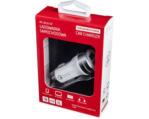 Зарядний пристрій Modecom 2xUSB 2.4A QC3.0 + USB QCU2-07 (ZT-MC-QCU2-07)
