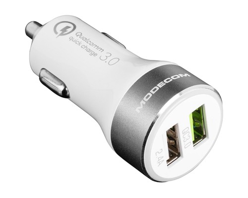 Зарядний пристрій Modecom 2xUSB 2.4A QC3.0 + USB QCU2-07 (ZT-MC-QCU2-07)
