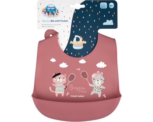 Слинявчик Canpol babies Bonjour Paris силіконовий з кишенькою червоний (74/027_red)