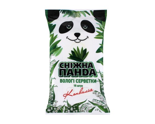Дитячі вологі серветки Сніжна Панда для рук Конвалія 15 шт. (4823019008722)