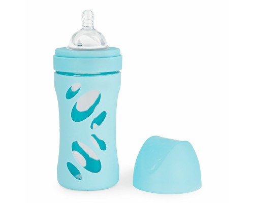 Пляшечка для годування Twistshake Pastel Blue 260 мл, скляна антикол. із силіконовою соскою (78583)