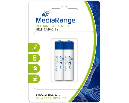 Акумулятор Mediarange AAA 1000mAh HR03 1.2V NiMH, Micro, Pack 2 (MRBAT122) 