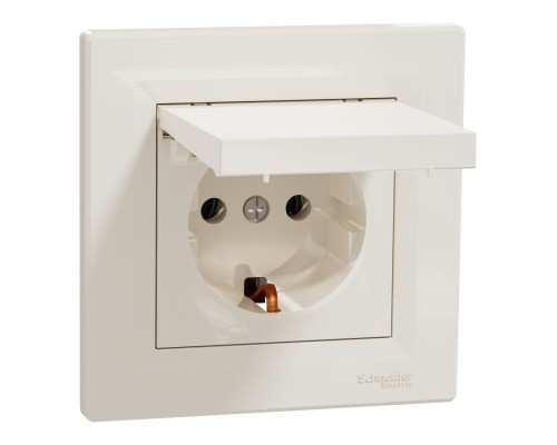 Розетка Schneider Electric ASFORA з кришкою, крем (EPH3100123) Розетка Schneider Electric ASFORA з кришкою, крем (EPH3100123)