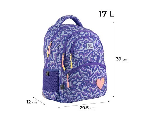 Рюкзак шкільний GoPack Education 175M-4 Shiny Heart (GO24-175M-4)