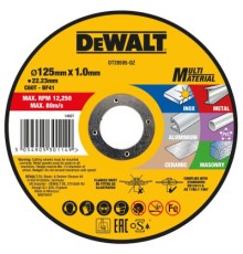 Круг відрізний DeWALT MULTI-MATERIAL, 125x1x22,23мм (DT20595)