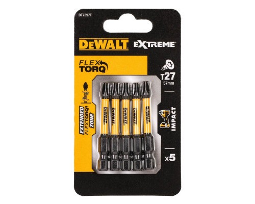 Набір біт DeWALT IMPACT TORSION, ударні, Torx, Т27, L=57 мм, 5 шт (DT7397T)