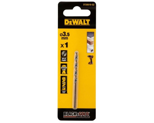 Свердло DeWALT по металу Black & Gold, HSS-G, 3.5 х 70 х 39 мм (DT20516)