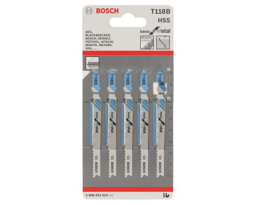 Полотно Bosch по металу T 118 B, 1.9-2.3х92мм, 5шт (2.608.631.014)
