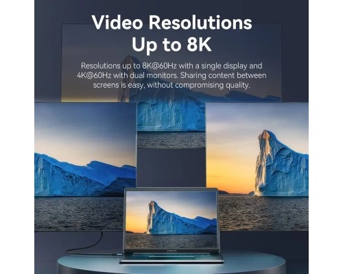 Дата кабель USB-C to USB-C 1.0m USB4.0 240W (50V/5A) 8K60Hz Thunderbolt 4 Gray Aluminum Alloy Vention (TAVHF)