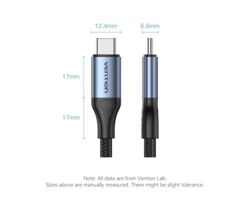 Дата кабель USB-C to USB-C 1.0m USB4.0 240W (50V/5A) 8K60Hz Thunderbolt 4 Gray Aluminum Alloy Vention (TAVHF)